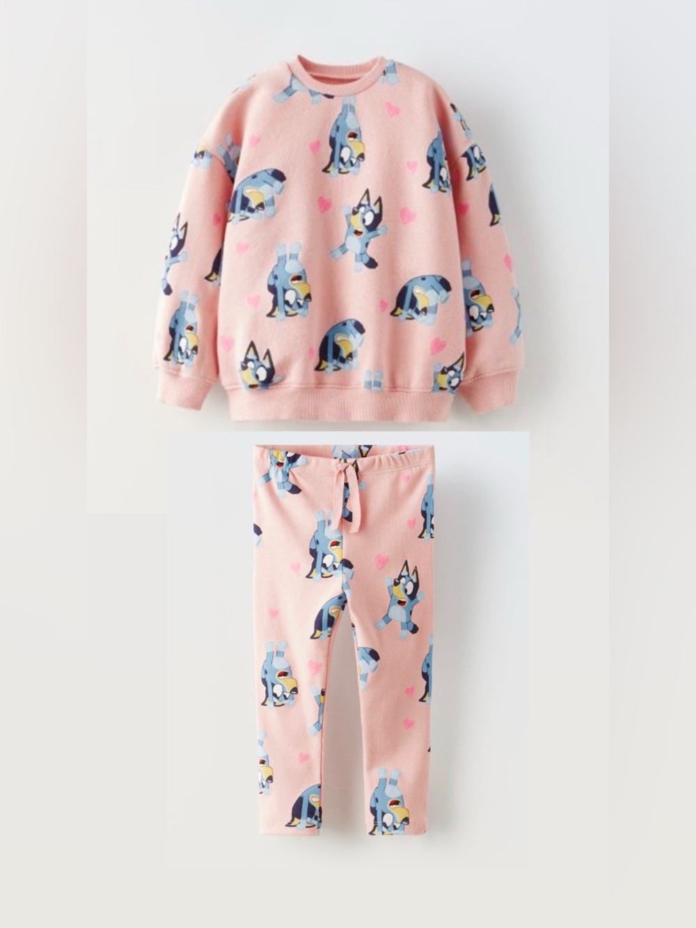 Zara Pink Bluey Sweat suit set 5/6